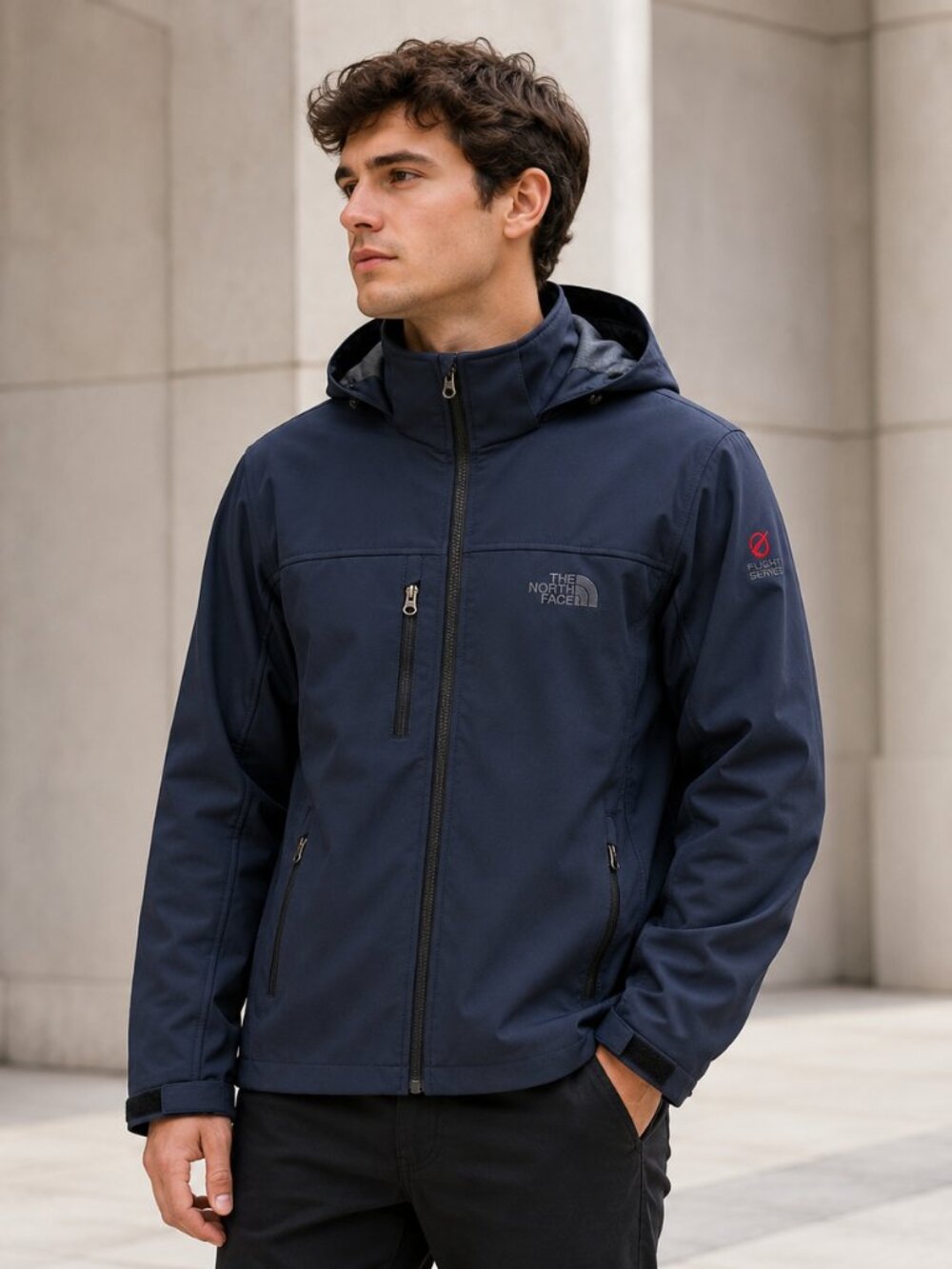 The North Face Flight Series Men’s L Navy Hooded Softshell Jacket Full Zip